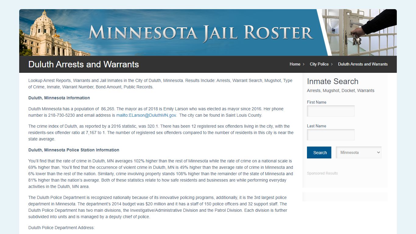 Duluth Arrests and Warrants | Jail Roster Search