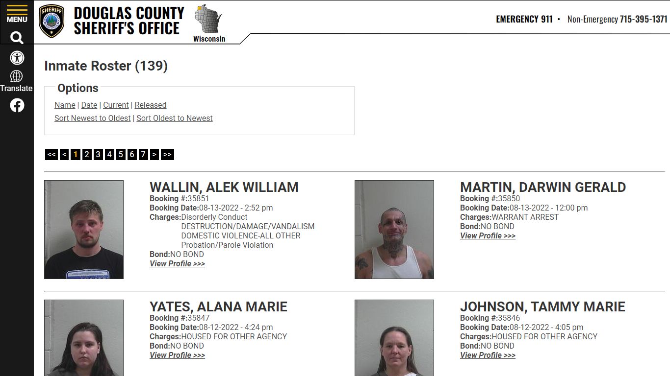 Inmate Roster - Current Inmates Booking Date Descending ...